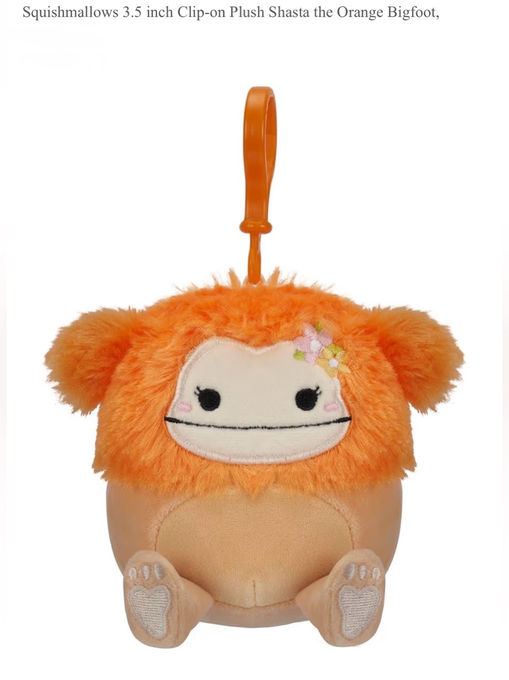 *new* Squishmallows  Shasta the Orange Bigfoot Clip-On Keychain Plush